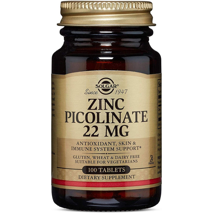Solgar Zinc Picolinate, 22 Mg, 100 Tablets by Pasteur Pharmacy
