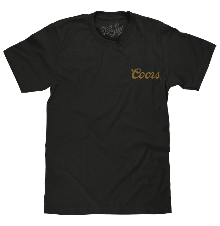 Coors Banquet Beer Double Sided Brewery Logo T-Shirt - Vintage Black by Tee Luv