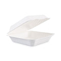 Boardwalk Bagasse Food Containers, Hinged-Lid, 1-Compartment 9 x 9 x 3.19, White,  Sugarcane, 100/Sleeve, 2 Sleeves/Carton