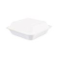 Boardwalk Bagasse Food Containers, Hinged-Lid, 1-Compartment 9 x 9 x 3.19, White,  Sugarcane, 100/Sleeve, 2 Sleeves/Carton