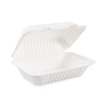 Boardwalk Bagasse Food Containers, Hinged-Lid, 1-Compartment 9 x 6 x 3.19, White, Sugarcane, 125/Sleeve, 2 Sleeves/Carton