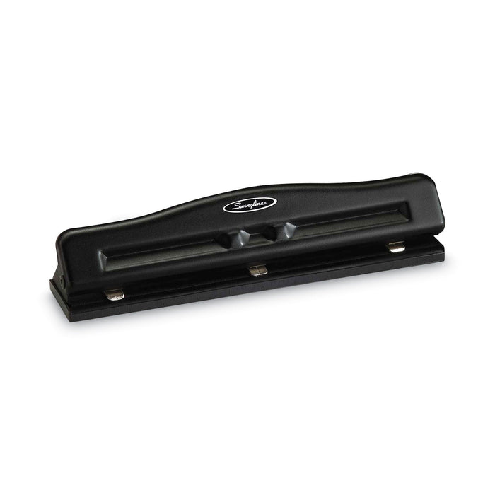 Swingline 11-Sheet Commercial Adjustable Desktop Two- to Three-Hole Punch, 9/32" Holes, Black