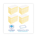 Boardwalk Scrubbing Sponge, Light Duty, 3.6 x 6.1, 0.7" Thick, Yellow/White, Individually Wrapped, 20/Carton