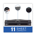 Swingline 11-Sheet Commercial Adjustable Desktop Two- to Three-Hole Punch, 9/32" Holes, Black