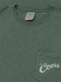 Coors Banquet Beer Rodeo Horse Front Pocket Tee T-Shirt - Cypress Green by Tee Luv