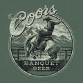 Coors Banquet Beer Rodeo Horse Front Pocket Tee T-Shirt - Cypress Green by Tee Luv