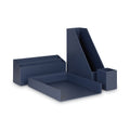 U Brands Four-Piece Desk Organization Kit, Magazine Holder/Paper Tray/Pencil Cup/Storage Bin, Chipboard, Navy