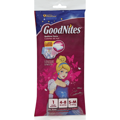 GoodNites Bedtime Pants, Size: S-M, 4-8 (38-65 Lbs), Disney Cinderella by Pasteur Pharmacy