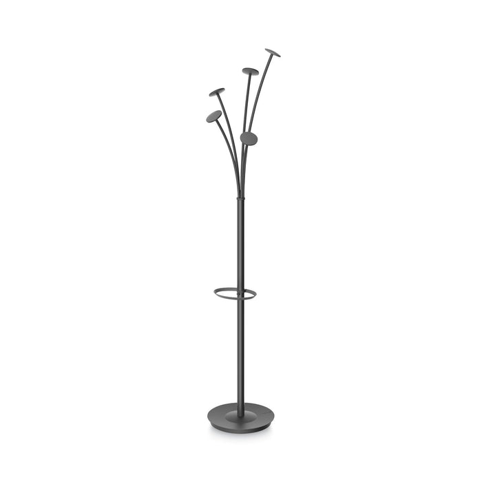 Alba Festival Coat Stand with Umbrella Holder, Five Knobs, 14w x 14d x 73.67h, Black