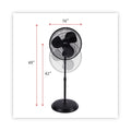 Alera 16" 3-Speed Oscillating Pedestal Stand Fan, Metal, Plastic, Black