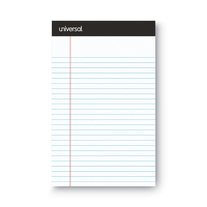 Universal Premium Ruled Writing Pads with Heavy-Duty Back, Narrow Rule, Black Headband, 50 White 5 x 8 Sheets, 6/Pack