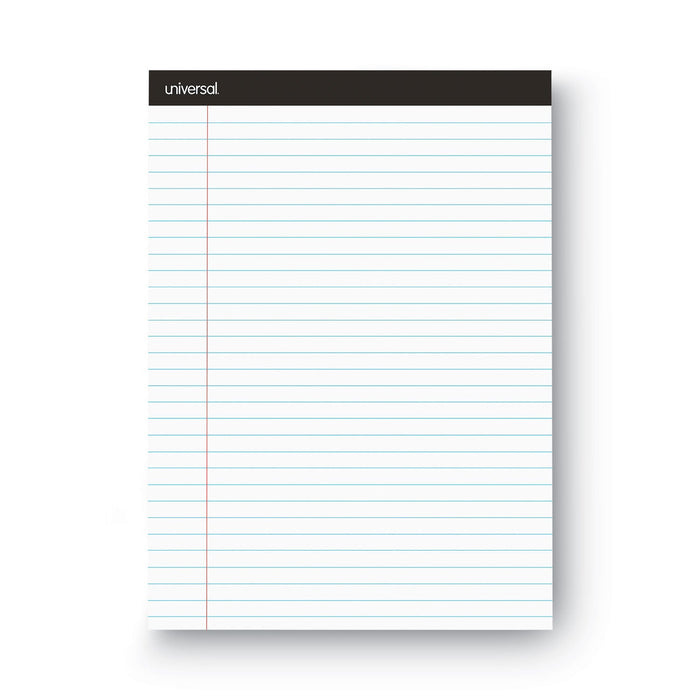 Universal Premium Ruled Writing Pads with Heavy-Duty Back, Wide/Legal Rule, Black Headband, 50 White 8.5 x 11 Sheets, 12/Pack