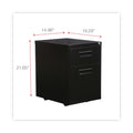 Alera File Pedestal, Left or Right, 2-Drawers: Box/File, Legal/Letter, Black, 14.96" x 19.29" x 21.65"