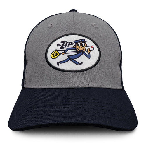 USPS Mr Zip Mesh Back Hat - Gray and Navy Blue by Tee Luv