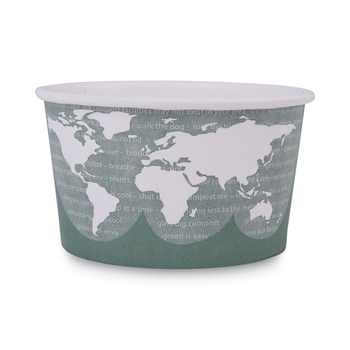 Eco-Products World Art Renewable and Compostable Food Container, 12 oz, 4.05 Diameter x 2.5 h, Green, Paper, 25/Pack, 20 Packs/Carton