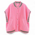 Oversized Sherpa Varsity Baseball Vest by The House of Stylez