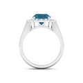 Genuine London Blue Topaz and White Diamond Halo Ring by Fine Color Jewels