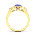 2.02 Ct Cushion Violet Tanzanite & Lab Grown Diamond Prong 14K Gold Halo Ring by Fine Color Jewels