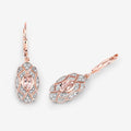 Oval Pink Morganite Bezel 18K Rose Gold Plated Silver Lever Back Dangle Earrings by Fine Color Jewels