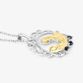 Round Blue Sapphire Prong Silver Pendant Necklace by Fine Color Jewels