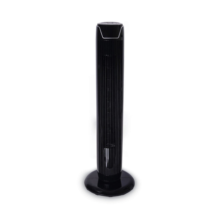Alera 36" 3-Speed Oscillating Tower Fan with Remote Control, Plastic, Black