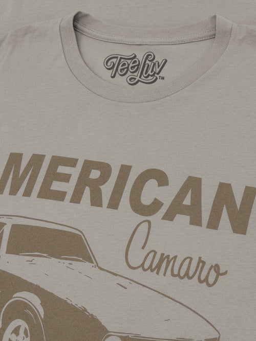 Chevrolet Camaro Faded American Muscle Graphic T-Shirt - Light Gray by Tee Luv