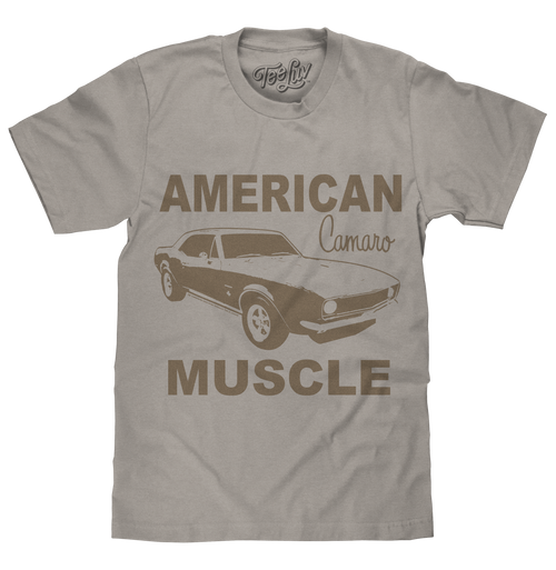 Chevrolet Camaro Faded American Muscle Graphic T-Shirt - Light Gray by Tee Luv