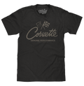 Chevy Corvette Genuine Performance Crossed Flags T-Shirt - Black by Tee Luv