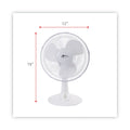 Alera 12" 3-Speed Oscillating Desk Fan, Plastic, White