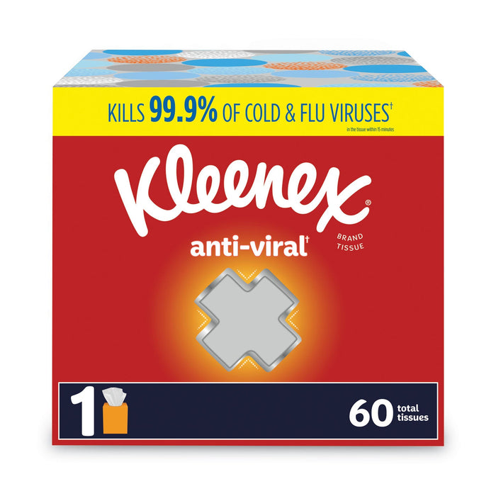 Kleenex Anti-Viral Facial Tissue, 3-Ply, White, 60 Sheets/Box, 27 Boxes/Carton