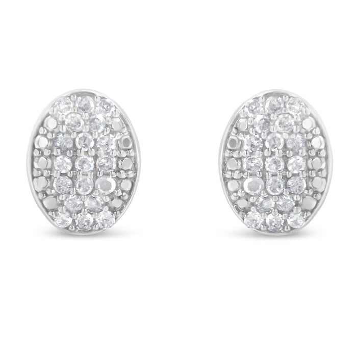 Sterling Silver Round Diamond Oval Cluster Earrings (1/2 cttw, I-J Color, I2-I3 Clarity) by Bids.com