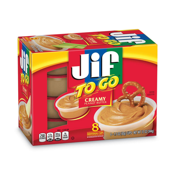 Jif To Go Spreads, Creamy Peanut Butter, 1.5 oz Cup, 8/Box