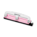 Bostitch 12-Sheet EZ Squeeze InCourage Three-Hole Punch, 9/32" Holes, Pink