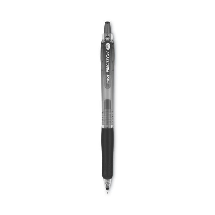 Pilot Precise Gel BeGreen Gel Pen, Retractable, Fine 0.7 mm, Black Ink, Black Barrel, Dozen