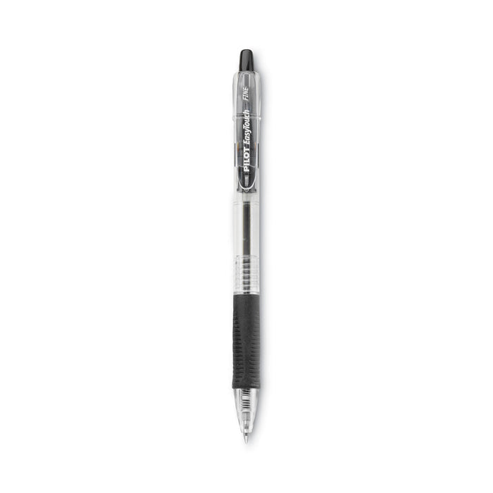 Pilot EasyTouch Ballpoint Pen, Retractable, Fine 0.7 mm, Black Ink, Clear Barrel, Dozen