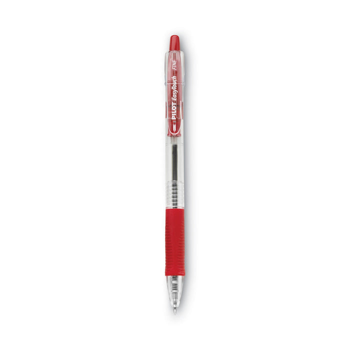 Pilot EasyTouch Ballpoint Pen, Retractable, Fine 0.7 mm, Red Ink, Clear Barrel, Dozen