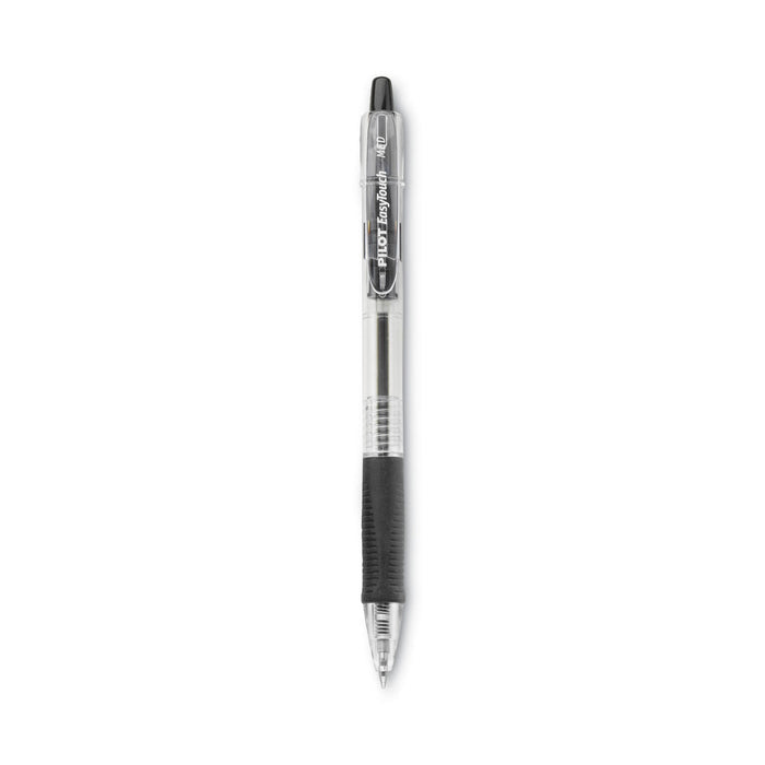 Pilot EasyTouch Ballpoint Pen, Retractable, Medium 1 mm, Black Ink, Clear Barrel, Dozen