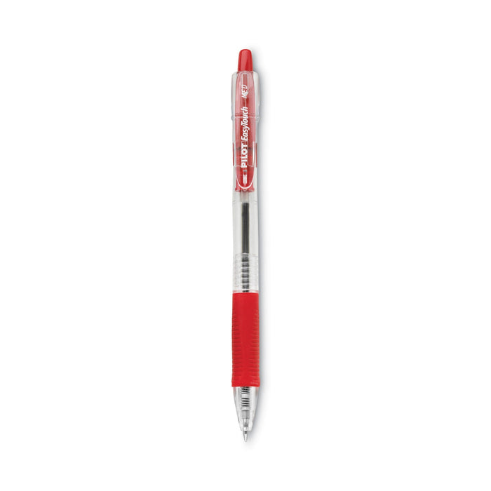 Pilot EasyTouch Ballpoint Pen, Retractable, Medium 1 mm, Red Ink, Clear Barrel, Dozen