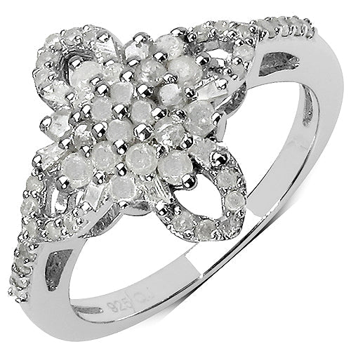 0.63 Carat Genuine White Diamond & Yellow Diamond .925 Sterling Silver Ring by Bids.com