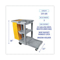 Boardwalk Janitor's Cart, Plastic, 4 Shelves, 1 Bin, 22" x 44" x 38", Gray