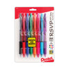 Pentel R.S.V.P. RT Ballpoint Pen, Retractable, Medium 1 mm, Assorted Ink Colors, Clear Barrel, 8/Pack
