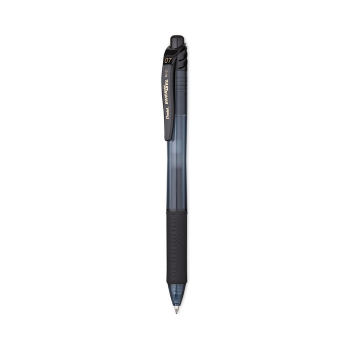 Pentel EnerGel-X Gel Pen, Retractable, Medium 0.7 mm, Black Ink, Black Barrel, Dozen