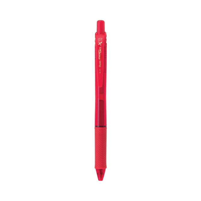 Pentel EnerGel-X Gel Pen, Retractable, Medium 0.7 mm, Red Ink, Red Barrel, Dozen
