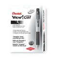 Pentel WOW! Gel Pen, Retractable, Medium 0.7 mm, Black Ink, Clear/Black Barrel, Dozen