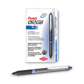 Pentel Oh! Gel Pen, Retractable, Medium 0.7 mm, Blue Ink, Black Barrel, Dozen