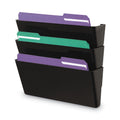 Universal Wall File Pockets, 3 Sections, Letter Size,13" x 4.13" x 14.5", Black, 3/Pack