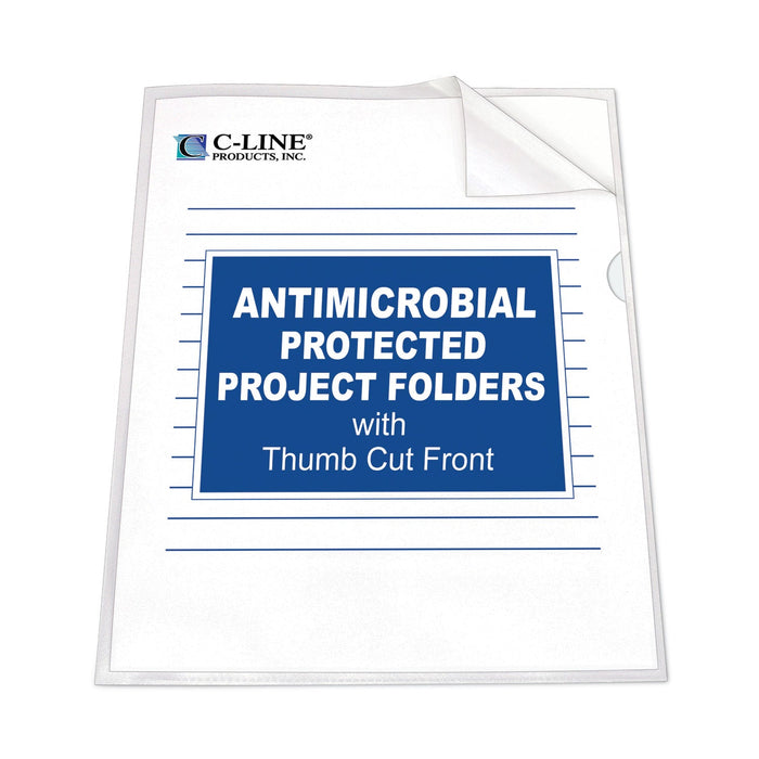 C-Line Antimicrobial Protected Poly Project Folders, Letter Size, Clear, 25/Box