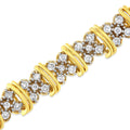 10K Yellow Gold Plated .925 Sterling Silver 2.0 Cttw Round Diamond Cluster "X" Shaped Link Bracelet (H-I Color, I3 Clarity) - 7" by Bids.com