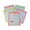 C-Line Reusable Dry Erase Pockets, 9 x 12, Assorted Neon Colors, 25/Box