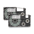 Casio Tape Cassettes for KL Label Makers, 0.37" x 26 ft, Black on Clear, 2/Pack